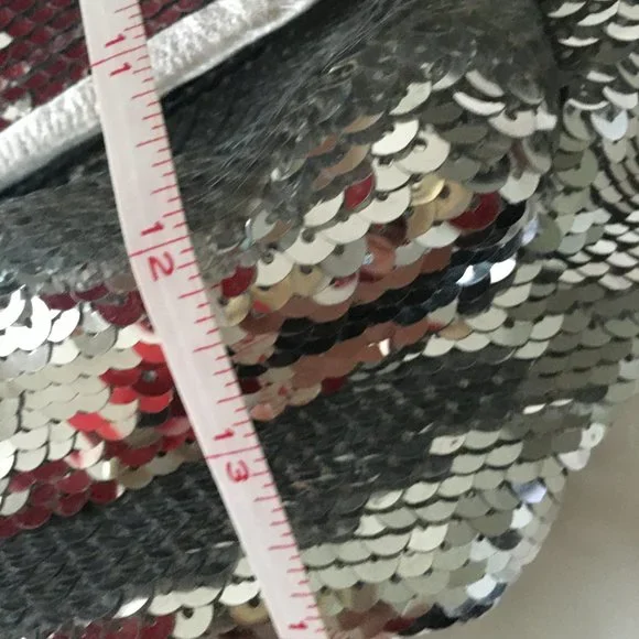 LIMITED EDITION Coach Poppy Sequin Bright Silver Disco Ball Bag XL size - Picture 8 of 12